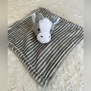 2020 Lila & Jack Gray and White Striped Plush Cow Security Blanket Baby Lovey